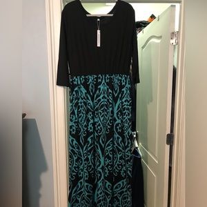 Spandex, Weneedu 2XL 3/4 sleeve solid/detailed bottom maxi dress with pockets